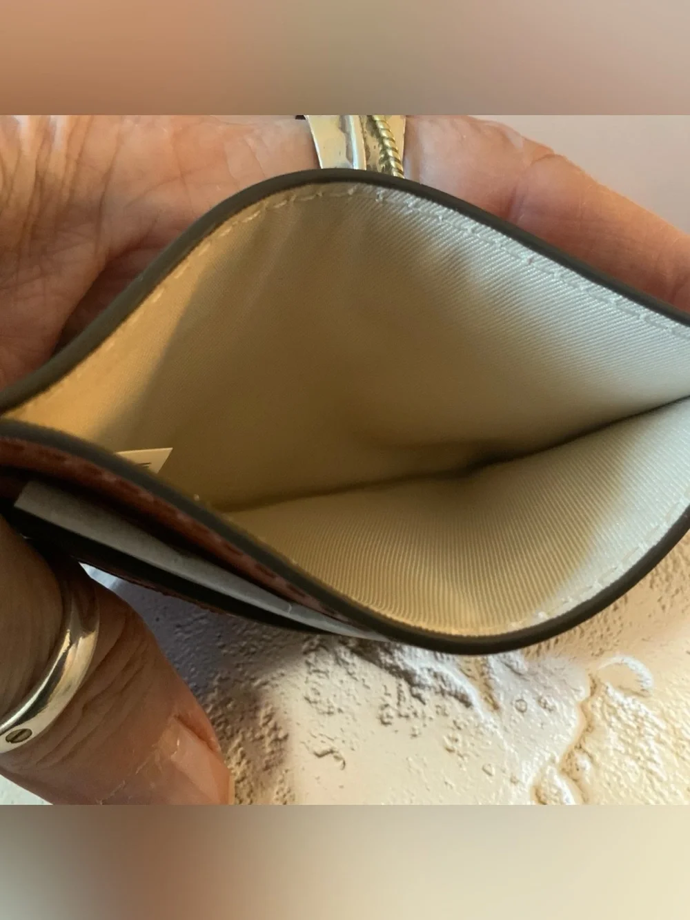 TORY BURCH KIRA DIAMOND QUILT CARD CASE W/DUST BAG DARK WHISKEY NWT